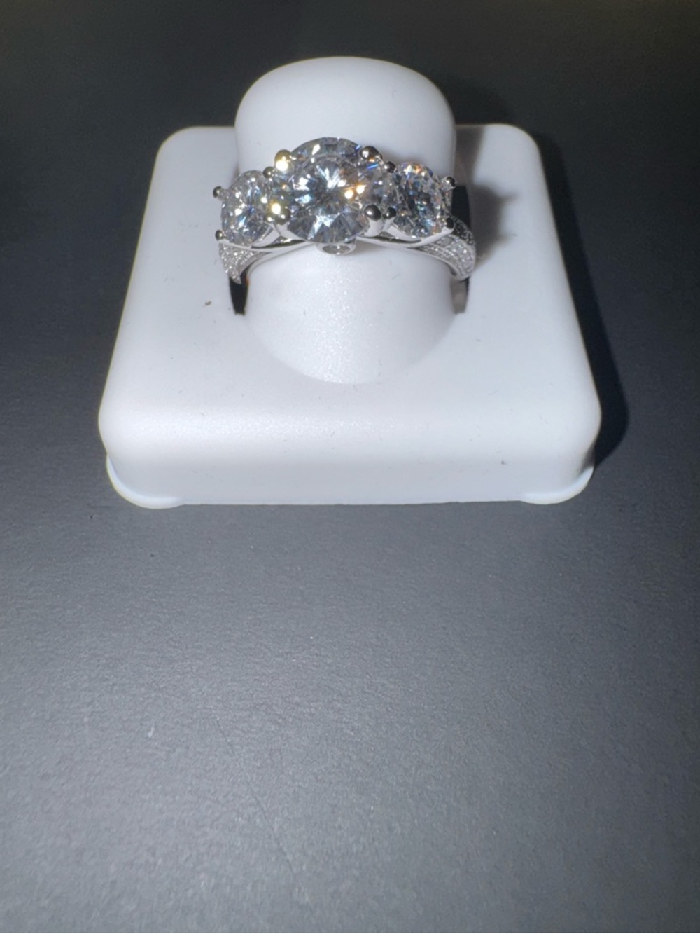 Moissanite Ring | 925 Silver |Past, Present, Future Engagement Style Ring